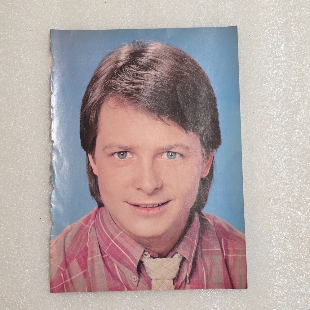 Michael J Fox Family Ties Headshot Vintage Color Poster 8x10 1980s Clipping